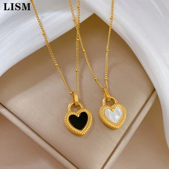 LISM Из нержавеющей стали 316L, романтическое двустороннее ожерелье с подвеской в форме сердца в виде ракушки для женщин, девочек, индивидуальные украшения для вечеринок, подарки