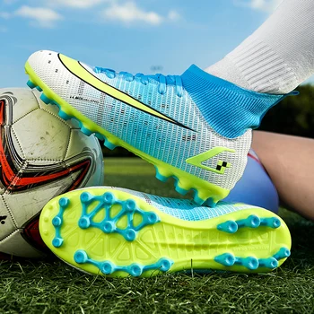 2023 НОВЫЕ мужские футбольные бутсы для взрослых и детей футбольные бутсы с высокими щиколотками, спортивная обувь для тренировок на траве, мужские кроссовки