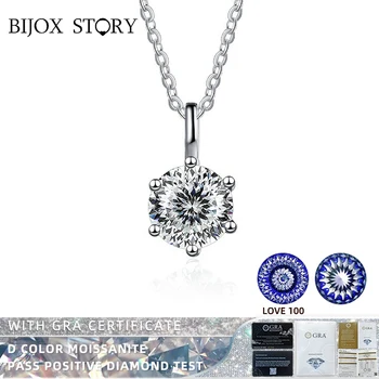 BIJOX STORY Love 100 Plum Blossom Sakura, ожерелье с несколькими черенками муассанита, классическое свадебное ожерелье из стерлингового серебра 925 пробы