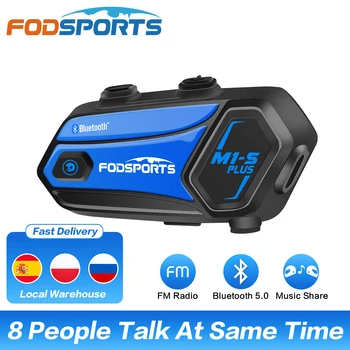 Fodsports M1-S Plus Шлем Домофон Гарнитура Мотоцикл Bluetooth Домофон 8 Райдер 2000 М Переговорное устройство FM обмен музыкой BT5.0