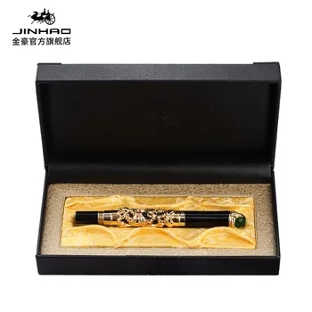 Гелевые ручки JINHAO Luxury Eastern Dragon Business Office Ручка-роллер с зеленой / красной текстурой драгоценных камней для письма Канцелярские принадлежности