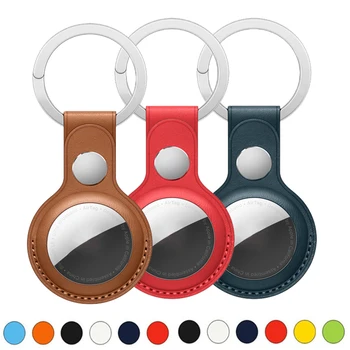 Кожаный брелок для Apple Airtags, защитный чехол, бампер, трекер, устойчивый к царапинам аксессуар, значок, кольцо для ключей