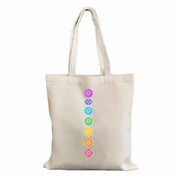 7 Чакр Духовная медитация Дзен Ом Буддизм Энергетические графические сумки-тоут для женщин Холщовые сумки Сумка для покупок Многоразовая сумка
