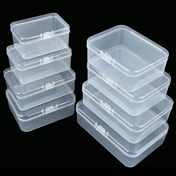 5 шт. Маленьких коробочек, прямоугольный Прозрачный Пластиковый футляр для хранения ювелирных изделий, контейнер, упаковочная коробка, Серьги, кольца, Органайзер для сбора бусин
