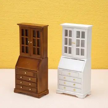 Креативная модель книжного шкафа для кукольного домика без заусенцев, Реалистичная Декоративная миниатюрная модель книжного шкафа с выставочной полкой