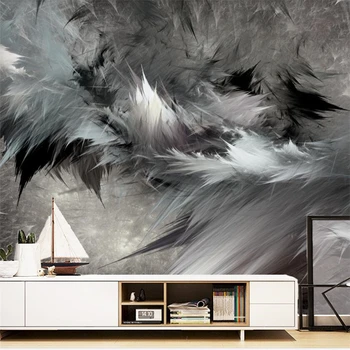 wellyu Nordic абстрактное искусство черно-белое перо стереоскопическая стена на заказ большие настенные обои papel de parede para quarto