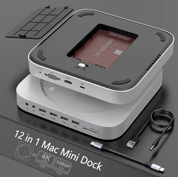 12 в 1 концентратор USB Type C Док-станция SATA SSD/HDD Корпус жесткого диска для Mac Mini M1