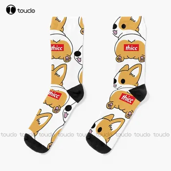 Новые носки Thicc Corgi Butt Socks Носки для софтбола Персонализированные Носки для взрослых унисекс на заказ Популярные Праздничные подарки Носки для подростков