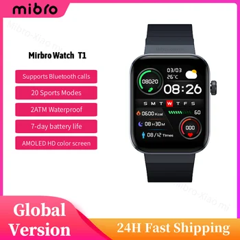 Mibro T1 Smartwatch Глобальная Версия Bluetooth Calling 1,6 Дюймовый AMOLED HD Экран Спортивные 2ATM Водонепроницаемые Мужские Женские Смарт-Часы