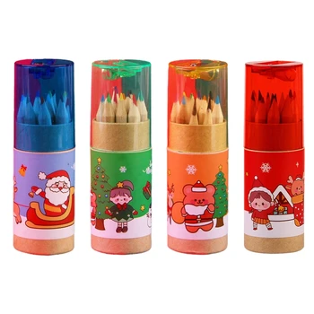 12 Цветов Высококачественные Цветные Карандаши, Раскрашивающие Карандаши, Рождественская Вечеринка для Детей, Студентов, Изготовление Открыток для Рисования J60A
