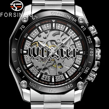 WINNER Автоматические механические мужские наручные часы в стиле милитари, спортивные мужские часы, лучший бренд класса люкс, Модные мужские часы со скелетом, подарок 8186