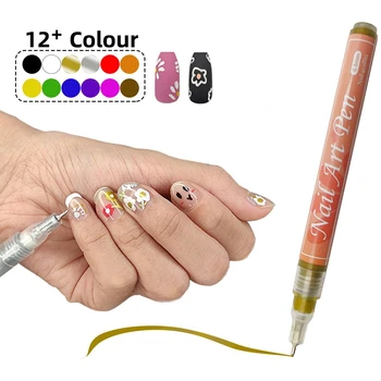 Новая 12-цветная Ручка Для Маникюра с Граффити 0,5 ММ Ручной Работы DIY Hook Line Dot Flower Быстросохнущий Водонепроницаемый Инструмент Для Окрашивания Ногтей
