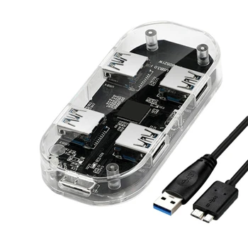КОНЦЕНТРАТОР USB3.0, 4-портовый высокоскоростной разветвитель, порт питания Micro USB для портативных ПК, OTG-адаптер прозрачной серии