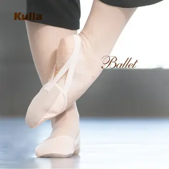 Женские пуанты для балета, танцевальная обувь с кожаным носком на половинной подошве, гимнастические тапочки для взрослых девочек, танцевальные колодки, пуанты