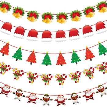 Веселого Рождества, Праздничная вечеринка, Гирлянда, баннер, Подвесные украшения, Новогодний бумажный флаг, баннеры, Санта-Клаус, Снеговик, декор для Рождественской елки