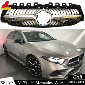 Гоночная Решетка Переднего Бампера Автомобиля Diamond Grill для Mercedes Benz A-Class Хэтчбек W177 Седан V177 2019-2025 A 200 A 250 A 35 AMG