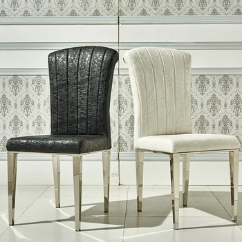 Роскошные обеденные стулья из нержавеющей стали, Модный простой гостиничный стул, мебель для домашней гостиной, Скандинавские стулья для столовой, белые