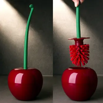 Креативный Набор для чистки туалетной щетки в форме вишни, Щетка для чистки унитаза с длинной ручкой, Пластиковые Аксессуары для ванной комнаты