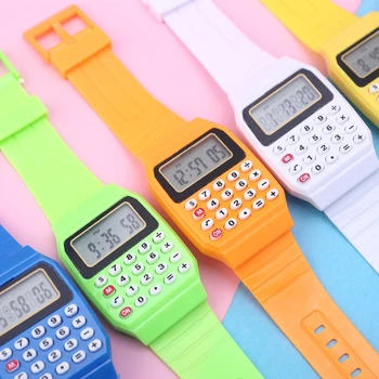Новая модная детская Силиконовая дата Многоцелевой детский электронный калькулятор Наручные часы Au13 19 Droship