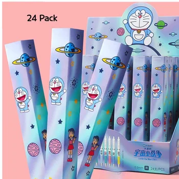 24 шт./кор. Гелевая ручка Doraemon, милый рекламный подарок 0,5 мм, Школьные принадлежности, Мультяшная подпись студентов, Черная ручка для экзамена