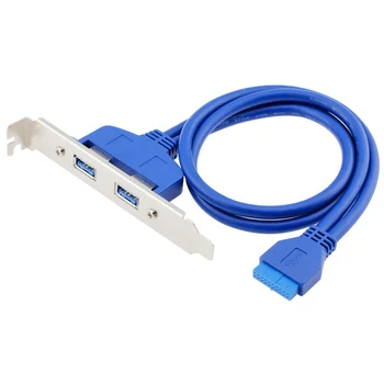 Cablecc Внутренний 2Pin USB 3.0 Разъем для Подключения Панели к Материнской Плате 20pin Кабель с Кронштейном PCI 50 см